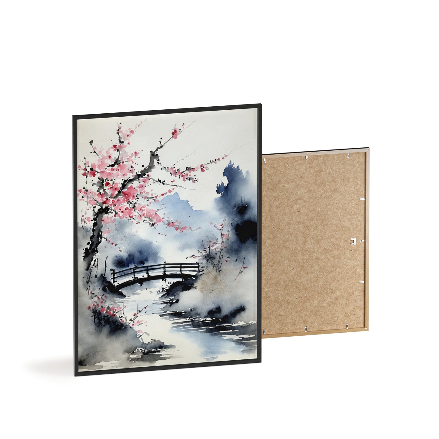 Sumi-e Art - The bridge • Traditional Japanese Art • Framed