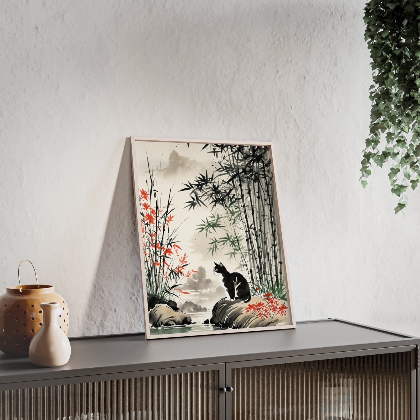 Sumi-e Art - Amidu • Traditional Japanese Art • Framed