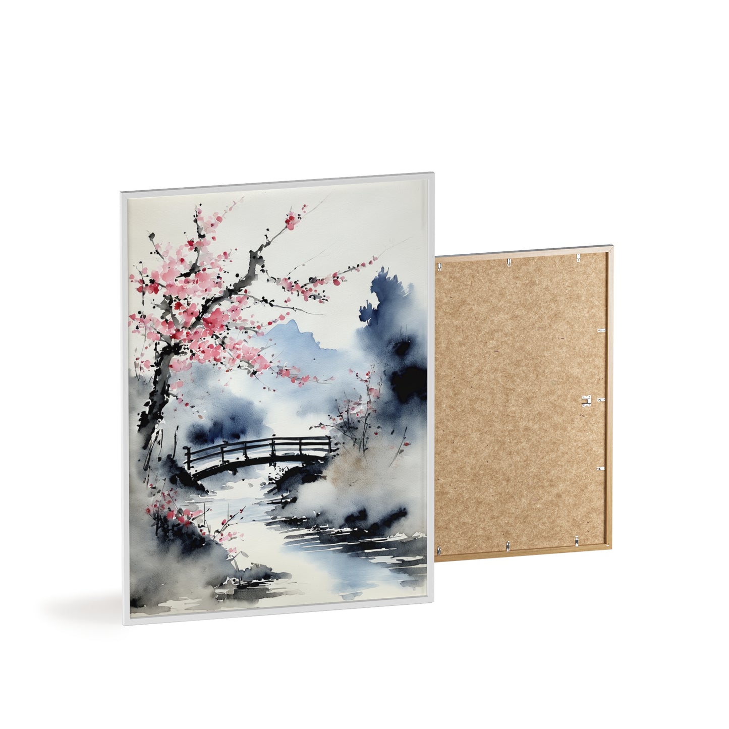 Sumi-e Art - The bridge • Traditional Japanese Art • Framed