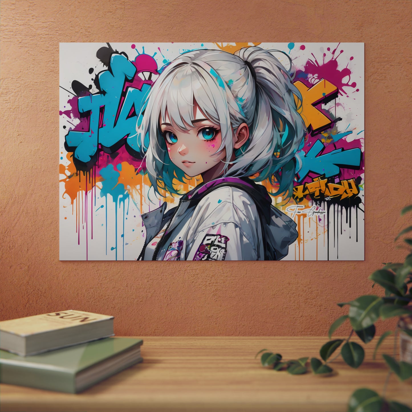 Manga Mural: Mariko 🇩🇪 GER Shipping - Anime Graffiti Art on Metal Poster