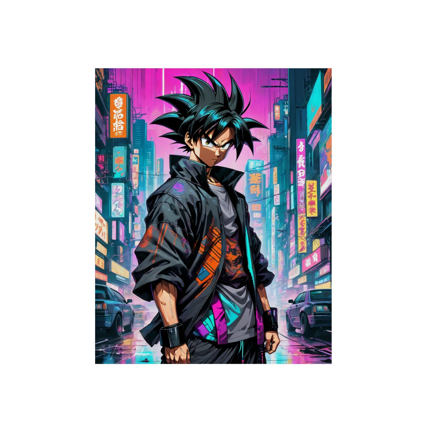 Cyberpunk Son Goku 🇩🇪 GER Shipping - Anime Art on Metal Poster