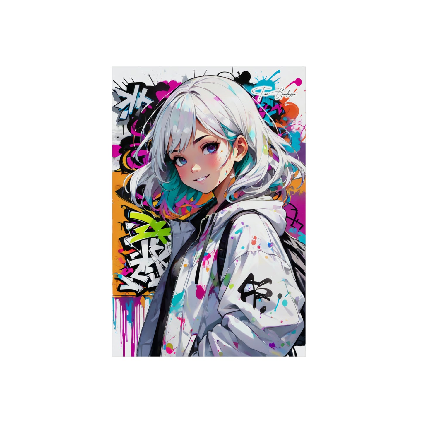 Manga Mural: Koko 🇩🇪 GER Shipping - Anime Graffiti Art on Metal Poster