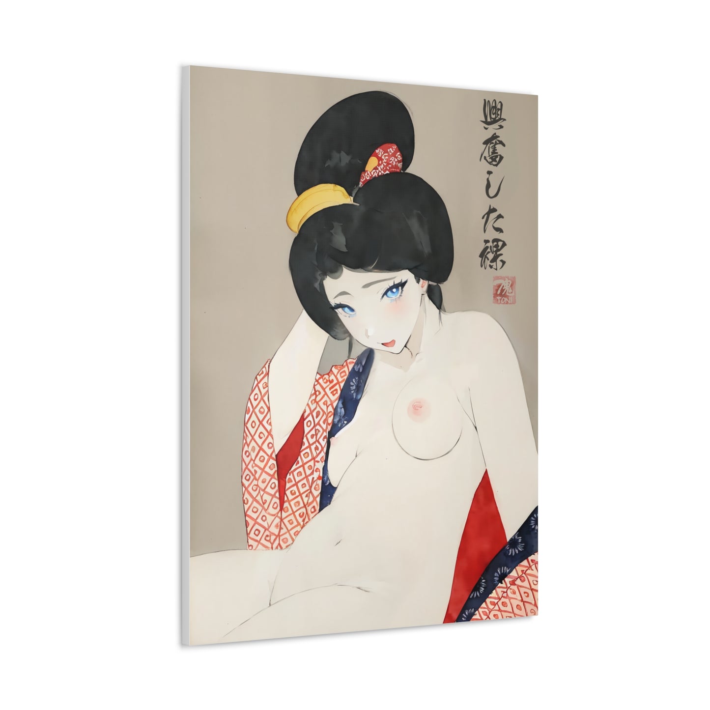 Ukiyo-e Art  - Excited nude • Traditional Japanese Art on high quality Canvas