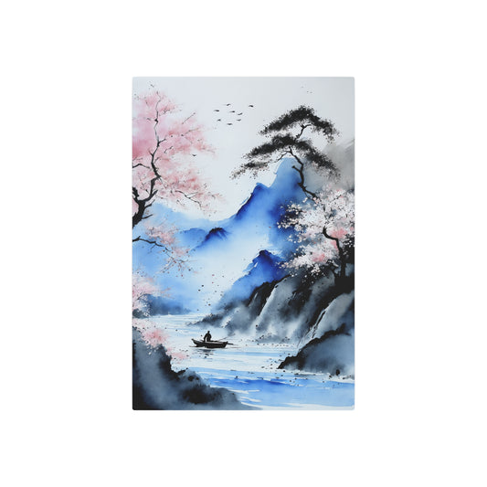 Sumi-e Art - Silent waters 🇺🇸 US Shipping - Traditional Japanese Art on Metal Poster