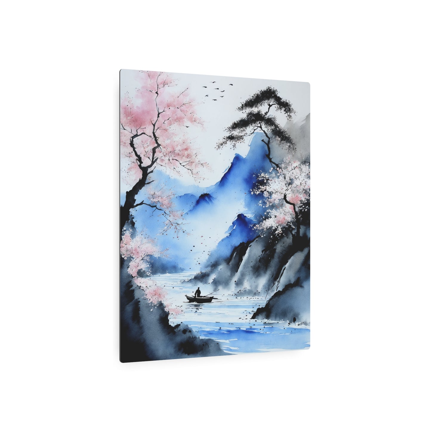 Sumi-e Art - Silent waters 🇺🇸 US Shipping - Traditional Japanese Art on Metal Poster