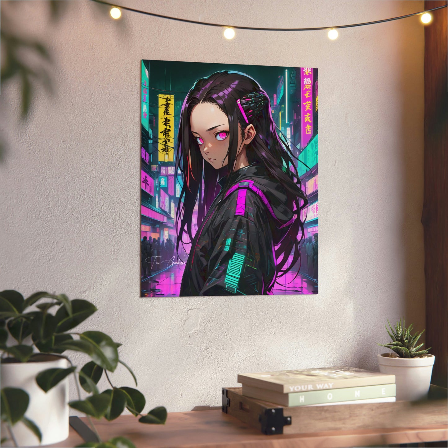 Cyberpunk Nezuko 🇩🇪 GER Shipping - Anime Art on Metal Poster