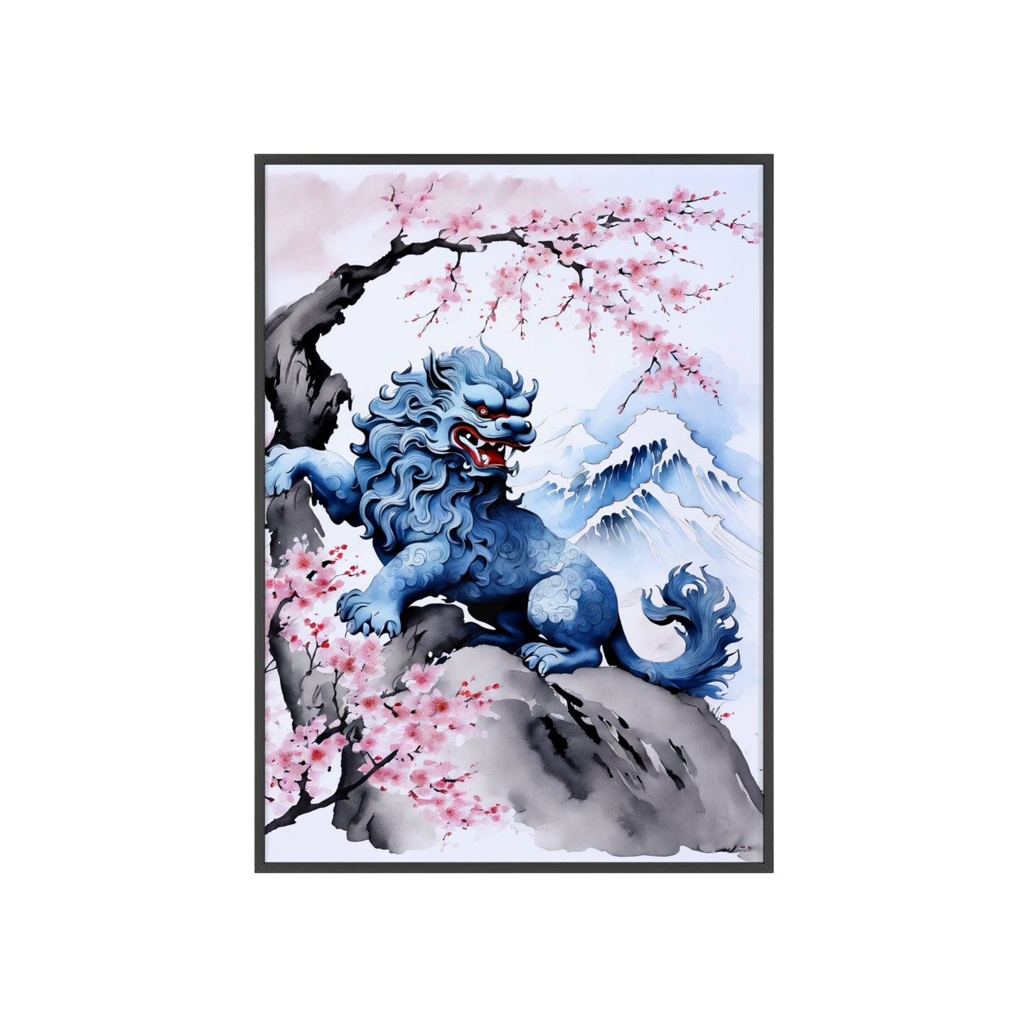 Sumi-e Art - Komainu • Traditional Japanese Art • Framed