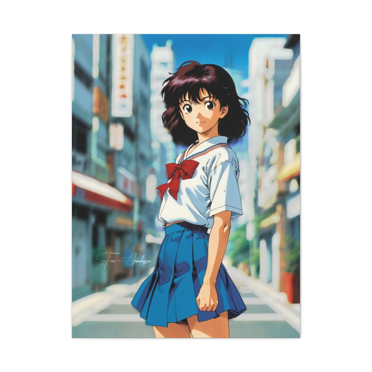 City Pop Collection - Flirty Schoolgirl • Anime Art on high quality Canvas