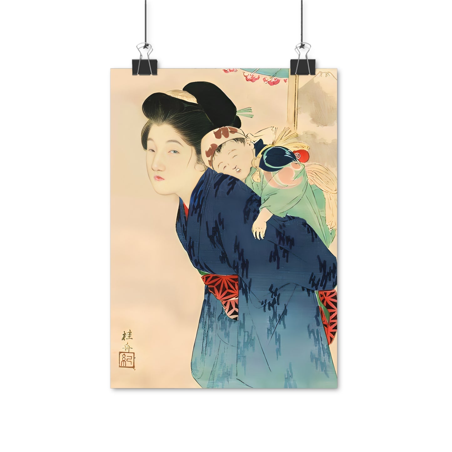 Ukiyo-e Art - Mother with her infant - Takeuchi Keishu • Traditional Japanese Art on high quality poster