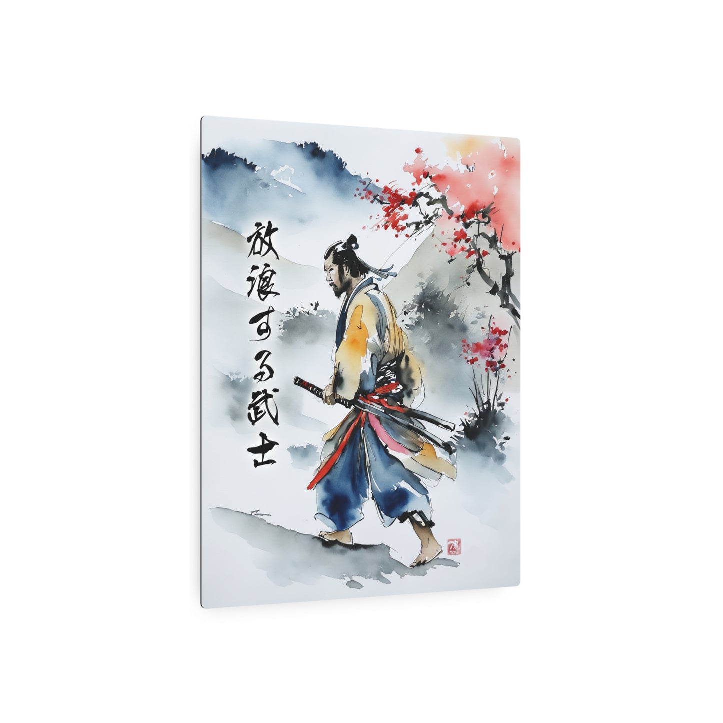 Sumi-e Art - Wandering Samurai 🇺🇸 US Shipping - Traditional Japanese Art on Metal Poster