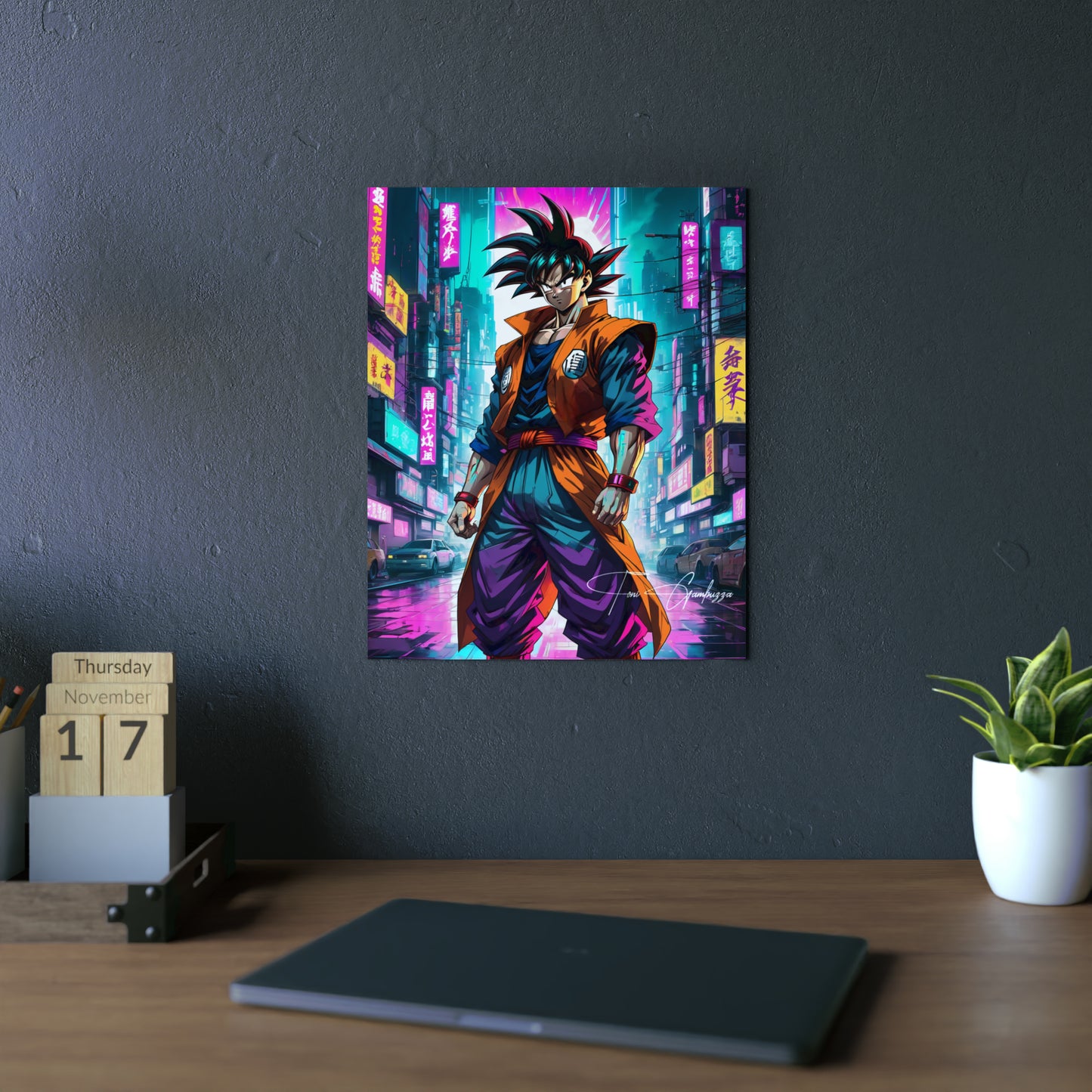 Cyberpunk Saiyan 🇩🇪 GER Shipping - Anime Art on Metal Poster