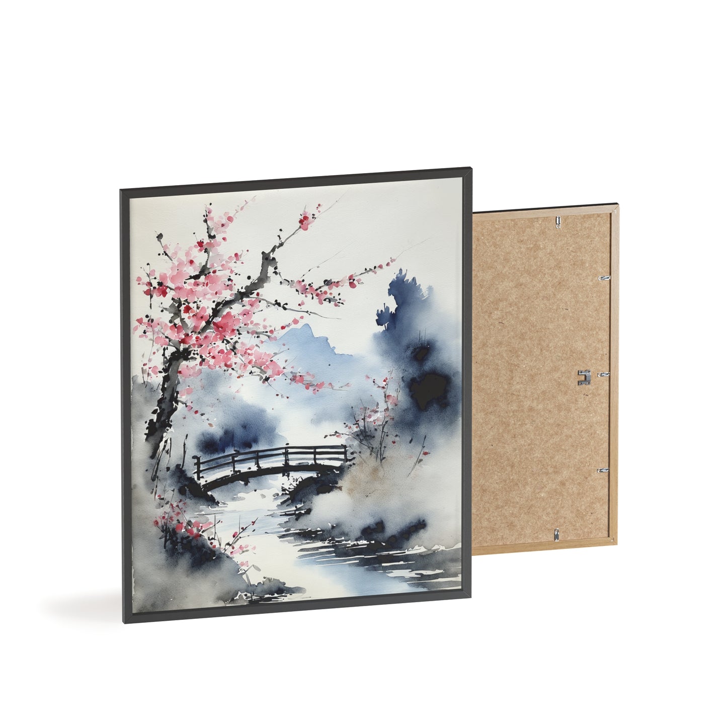 Sumi-e Art - The bridge • Traditional Japanese Art • Framed