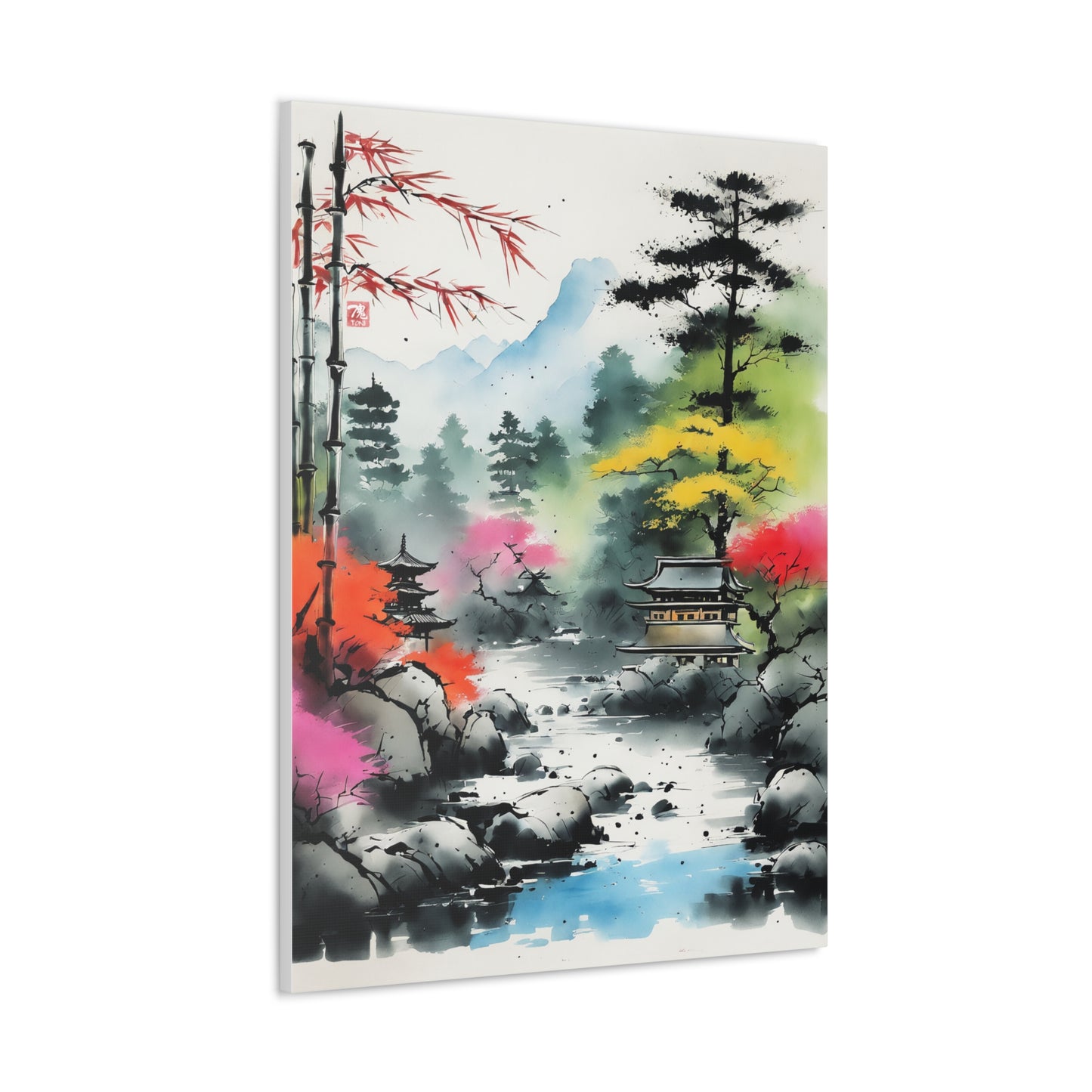 Sumi-e Art - Shambala Lake • Traditional Japanese Art on high quality Canvas