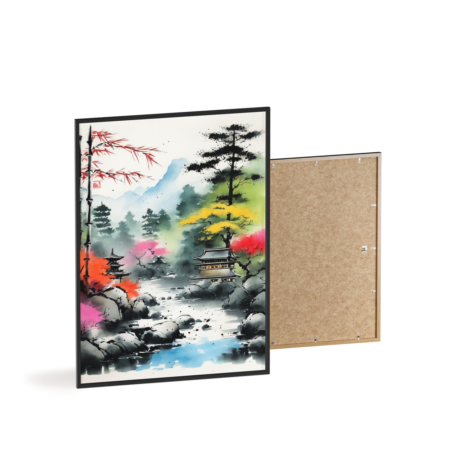 Sumi-e Art - Shambala Lake • Traditional Japanese Art • Framed