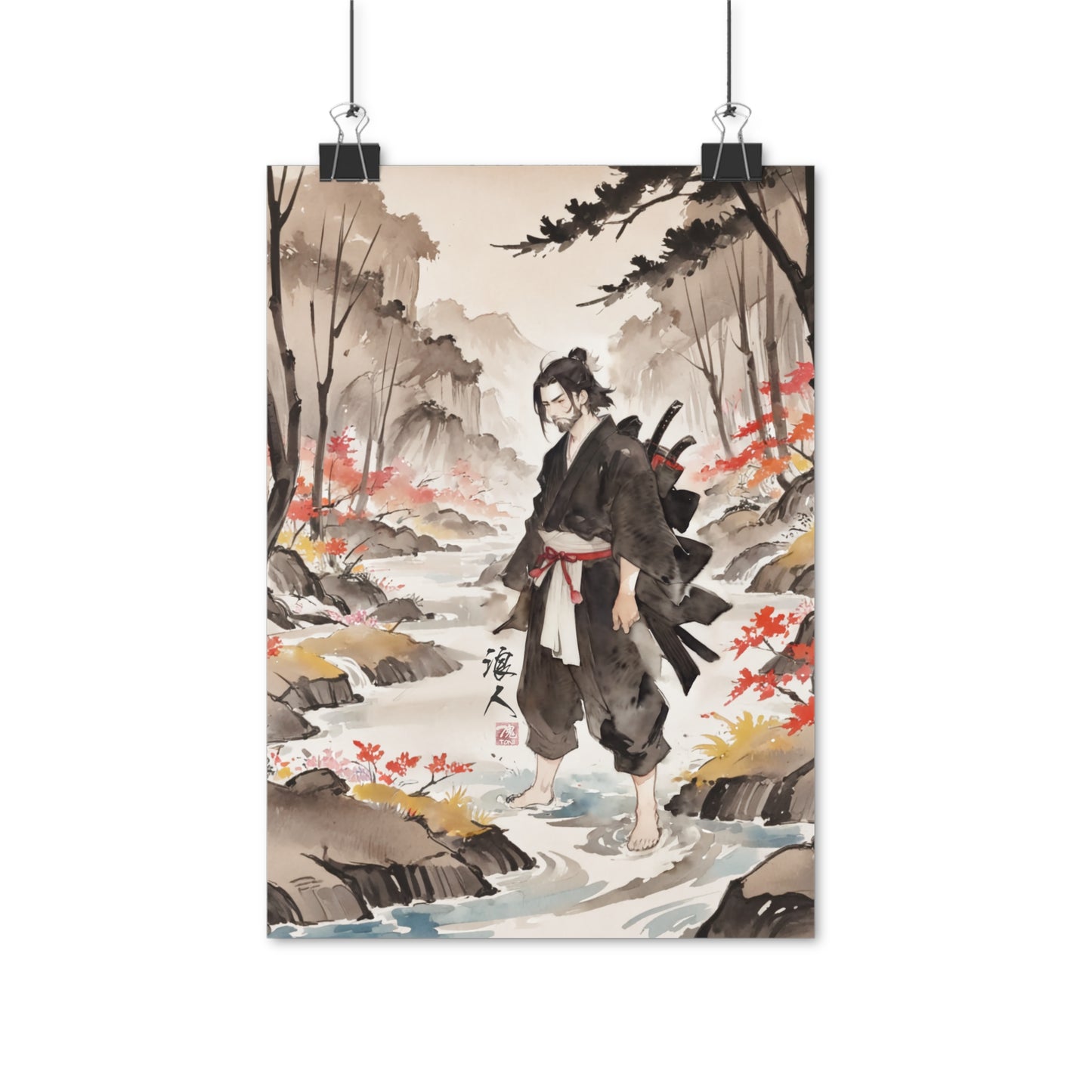 Sumi-e Art - Ronin • Traditional Japanese Art on high quality poster