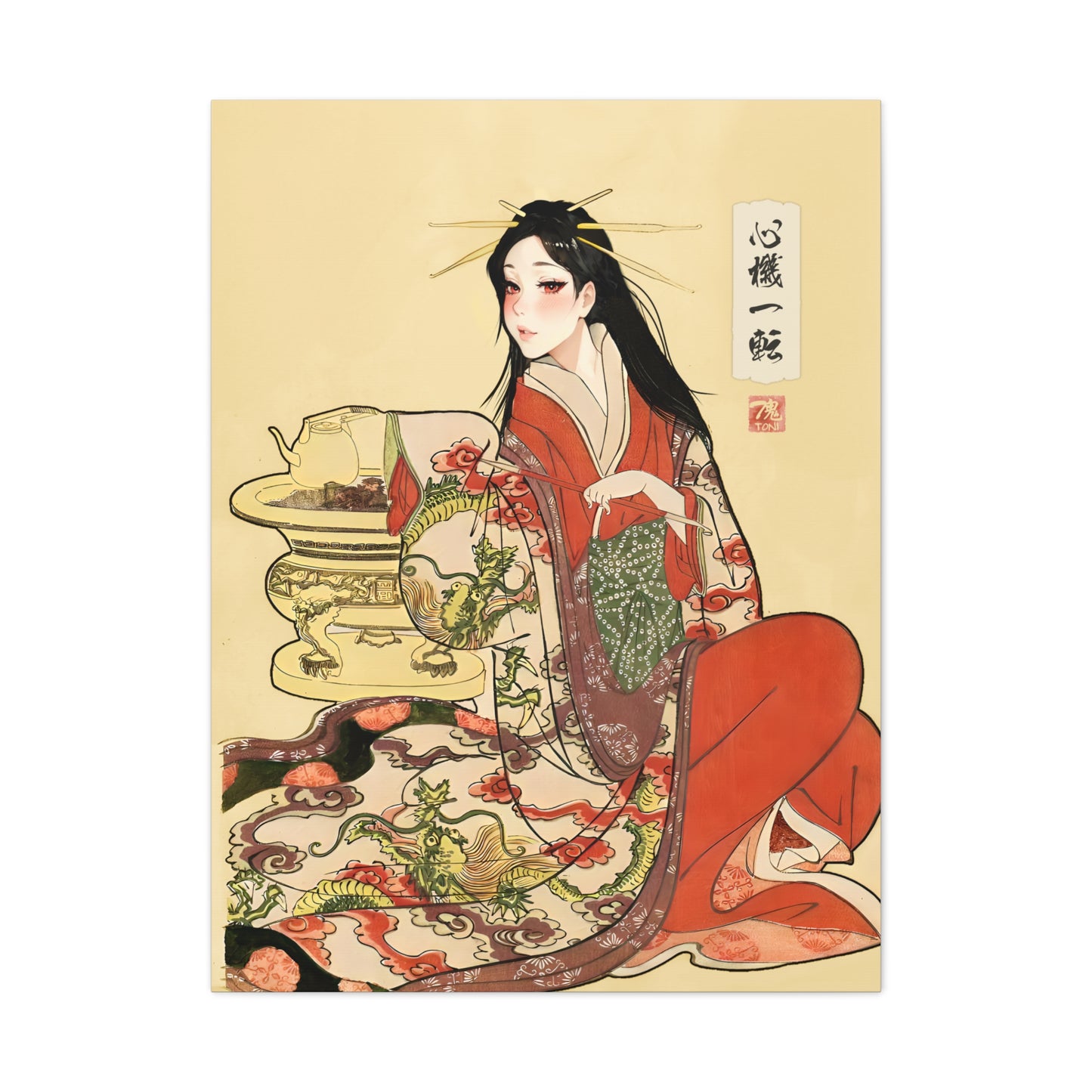 Ukiyo-e Art  - Turning over a new leaf • Traditional Japanese Art on high quality Canvas