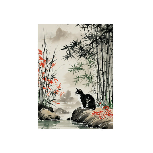 Sumi-e Art - Amidu 🇩🇪 GER Shipping - Traditional Japanese Art on Metal Poster