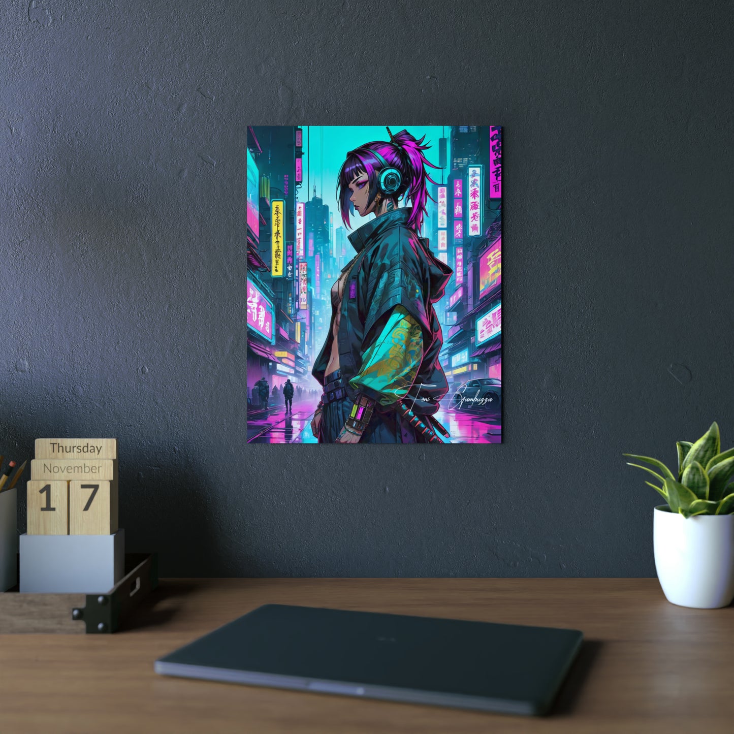 Cyberpunk Waifu 🇩🇪 GER Shipping - Anime Art on Metal Poster