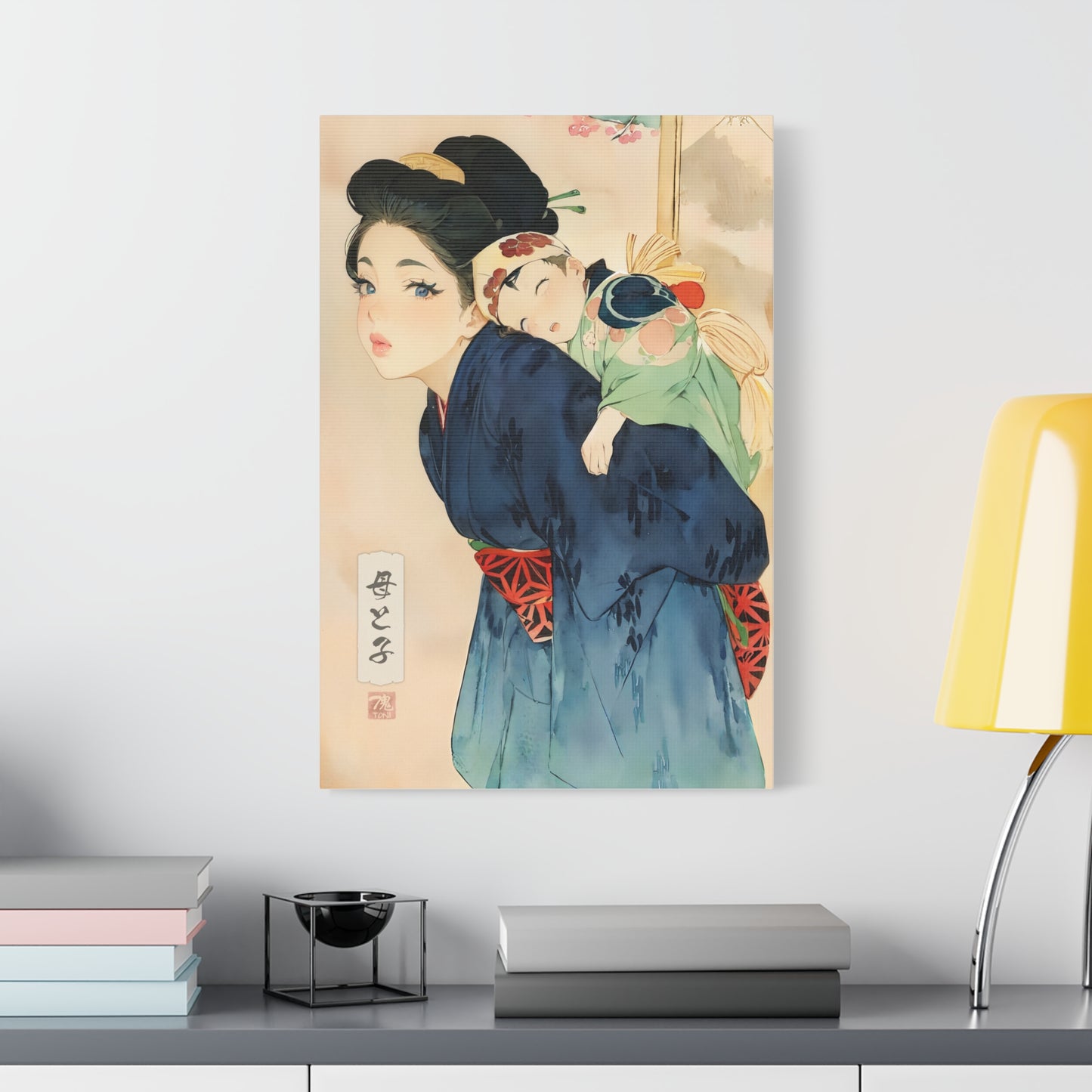 Ukiyo-e Art - Mother and child • Traditional Japanese Art on high quality Canvas