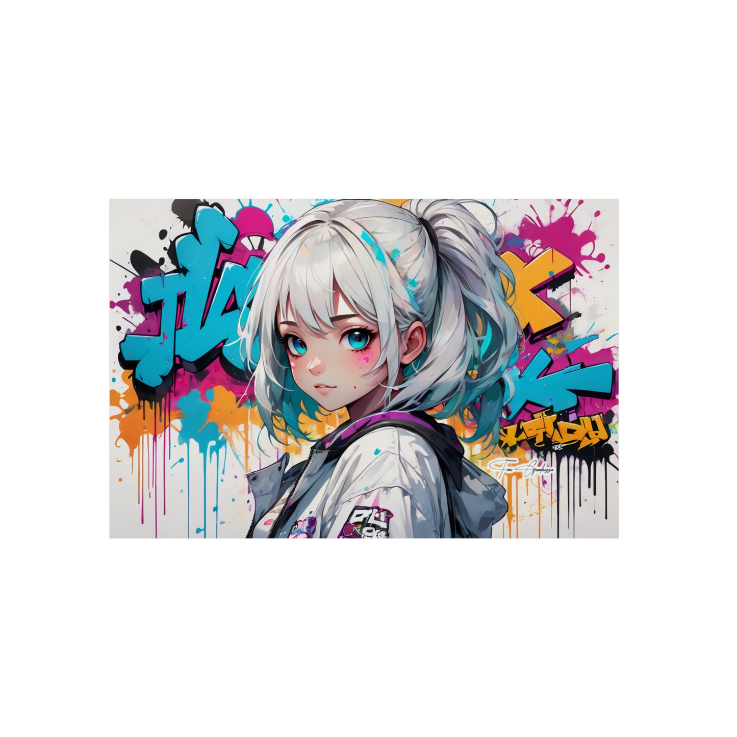 Manga Mural: Mariko 🇩🇪 GER Shipping - Anime Graffiti Art on Metal Poster