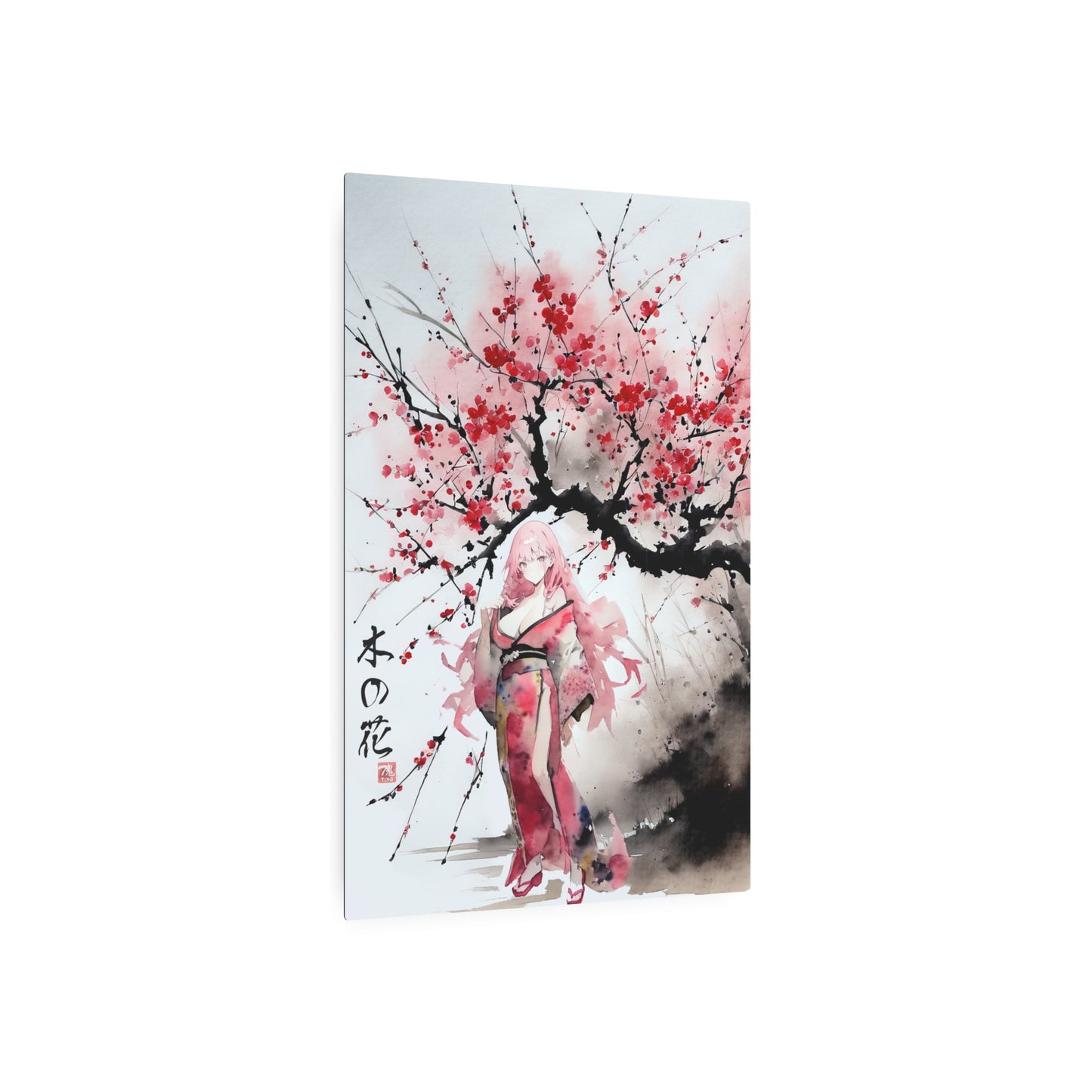 Sumi-Manga Art - Cherry Yokai 🇺🇸 US Shipping - Traditional Japanese Art on Metal Poster