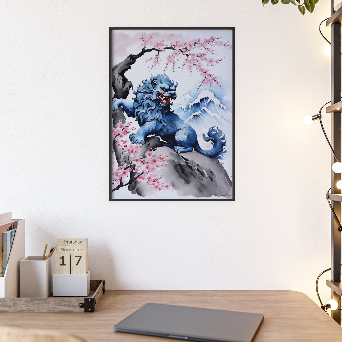 Sumi-e Art - Komainu • Traditional Japanese Art • Framed