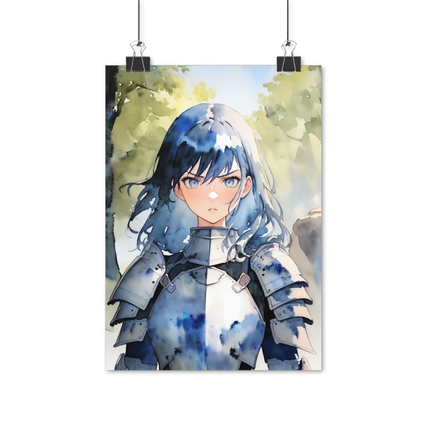 The second Knight - Watercolor Anime Art on high quality poster