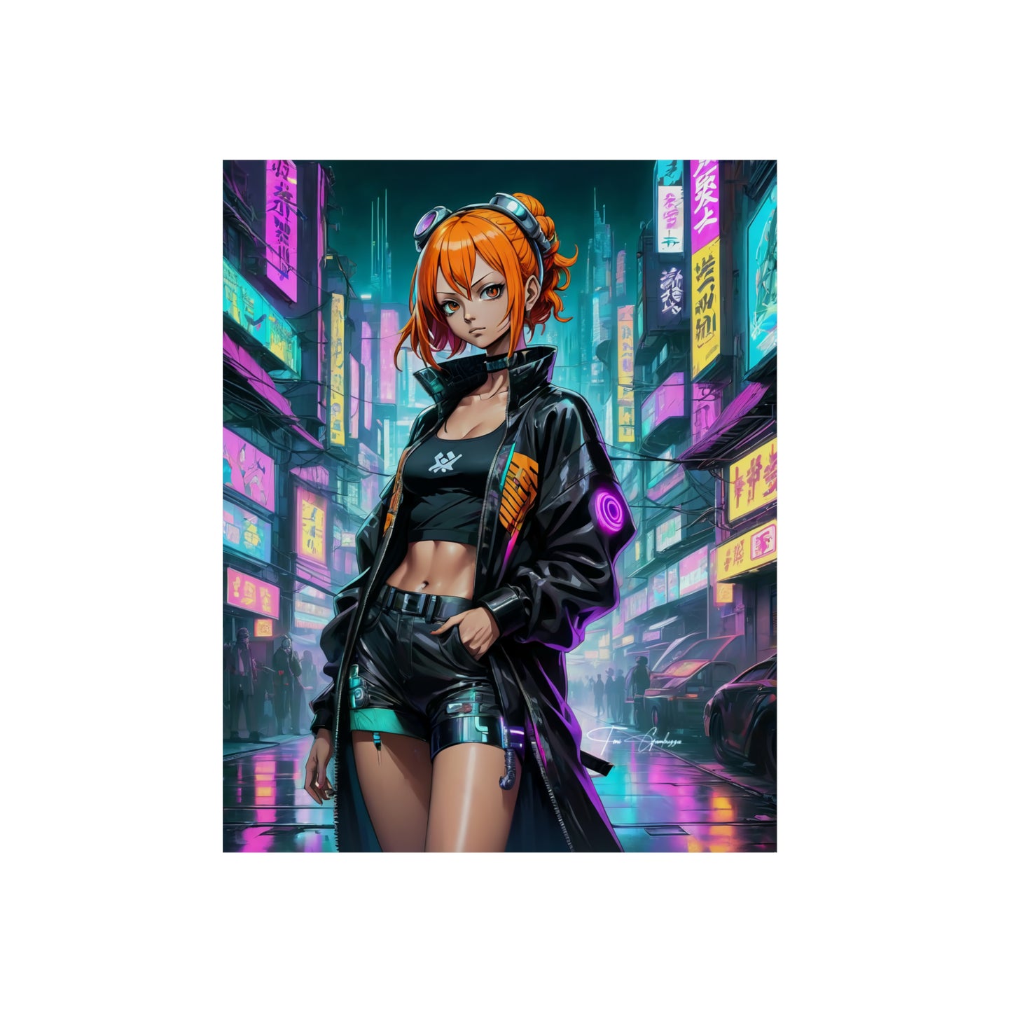 Cyberpunk Nami 🇩🇪 GER Shipping - Anime Art on Metal Poster