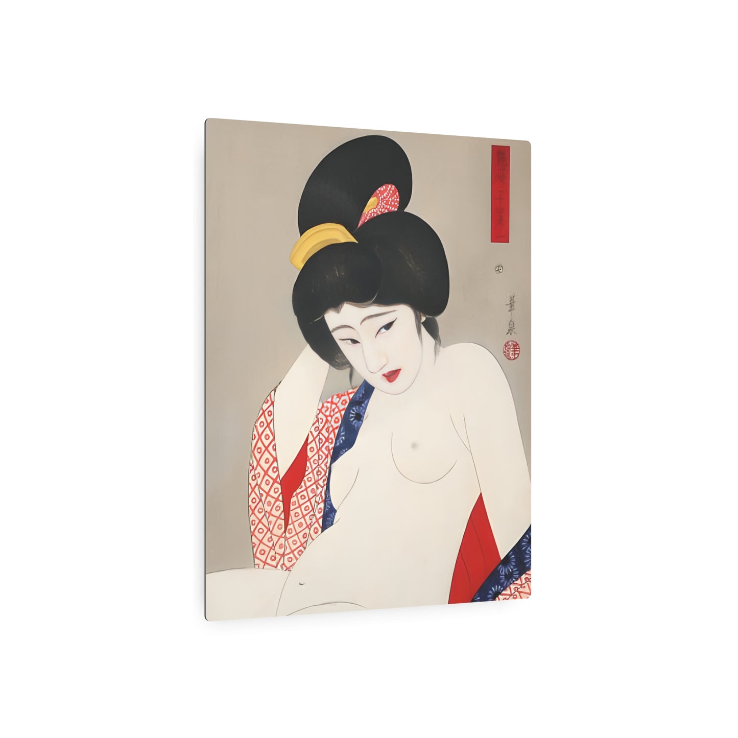 Ukiyo-e Art - Bored nude - Ōhira Kasen 🇺🇸 US Shipping - Traditional Japanese Art on Metal Poster