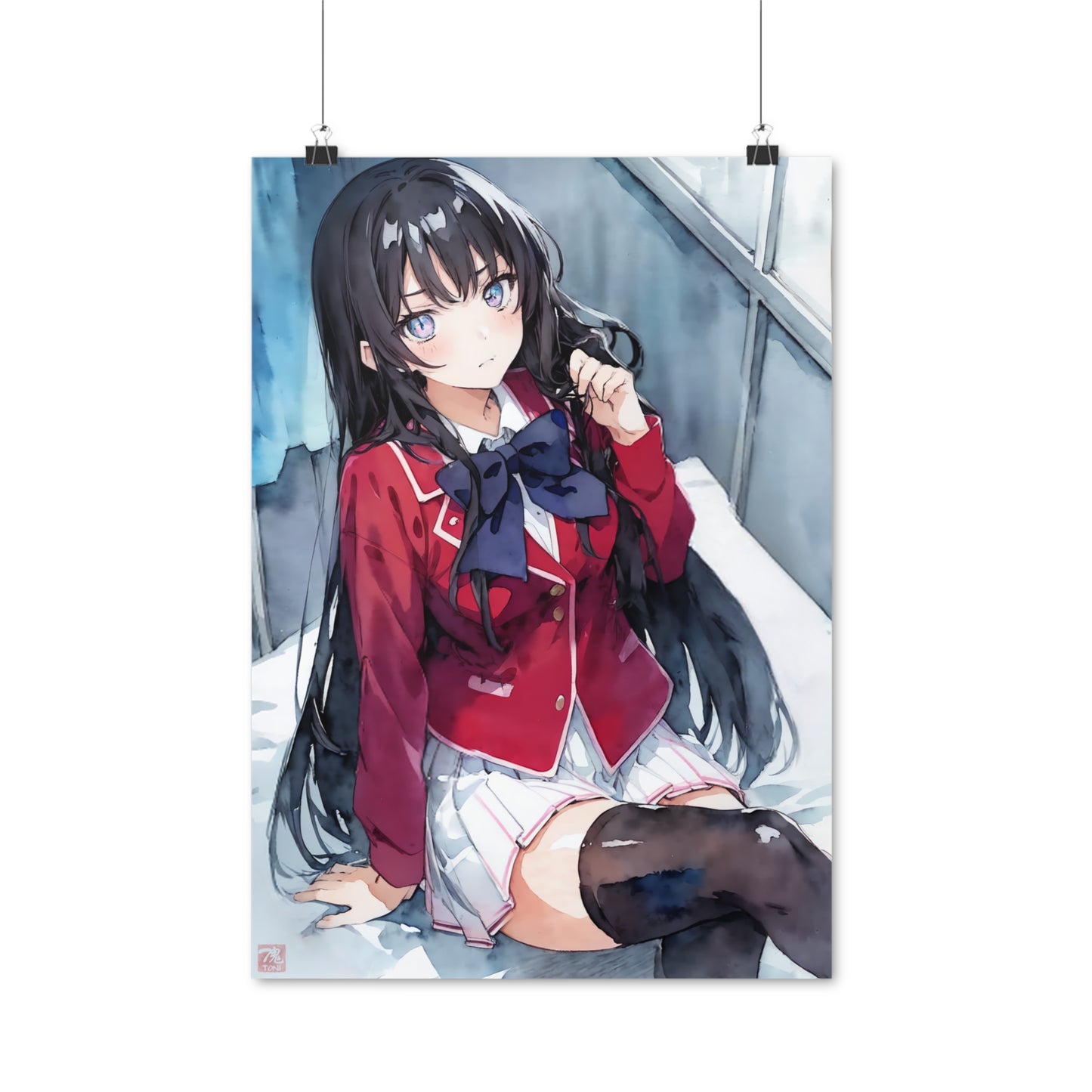 Suzune - Watercolor Anime Art on high quality poster