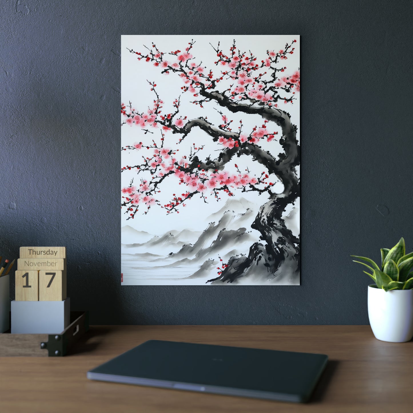 Sumi-e Art - Bodhi Tree 🇩🇪 GER Shipping - Traditional Japanese Art on Metal Poster