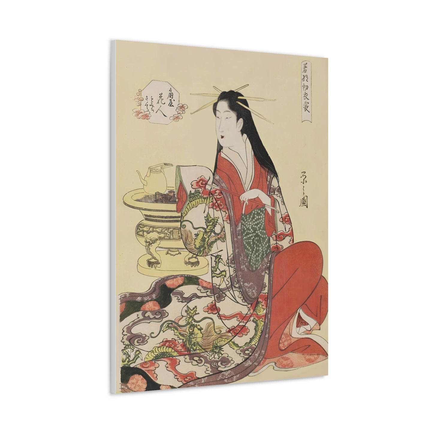 Ukiyo-e Art  - Hanabito of Ogiya • Hosoda Eishi • Traditional Japanese Art on high quality Canvas