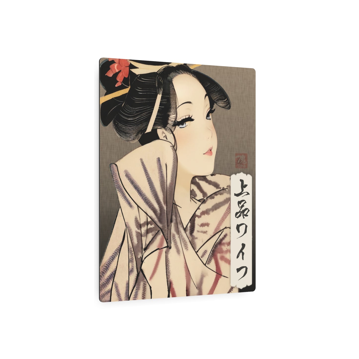 Ukiyo-e Art - Elegant Waifu 🇺🇸 US Shipping - Traditional Japanese Art on Metal Poster