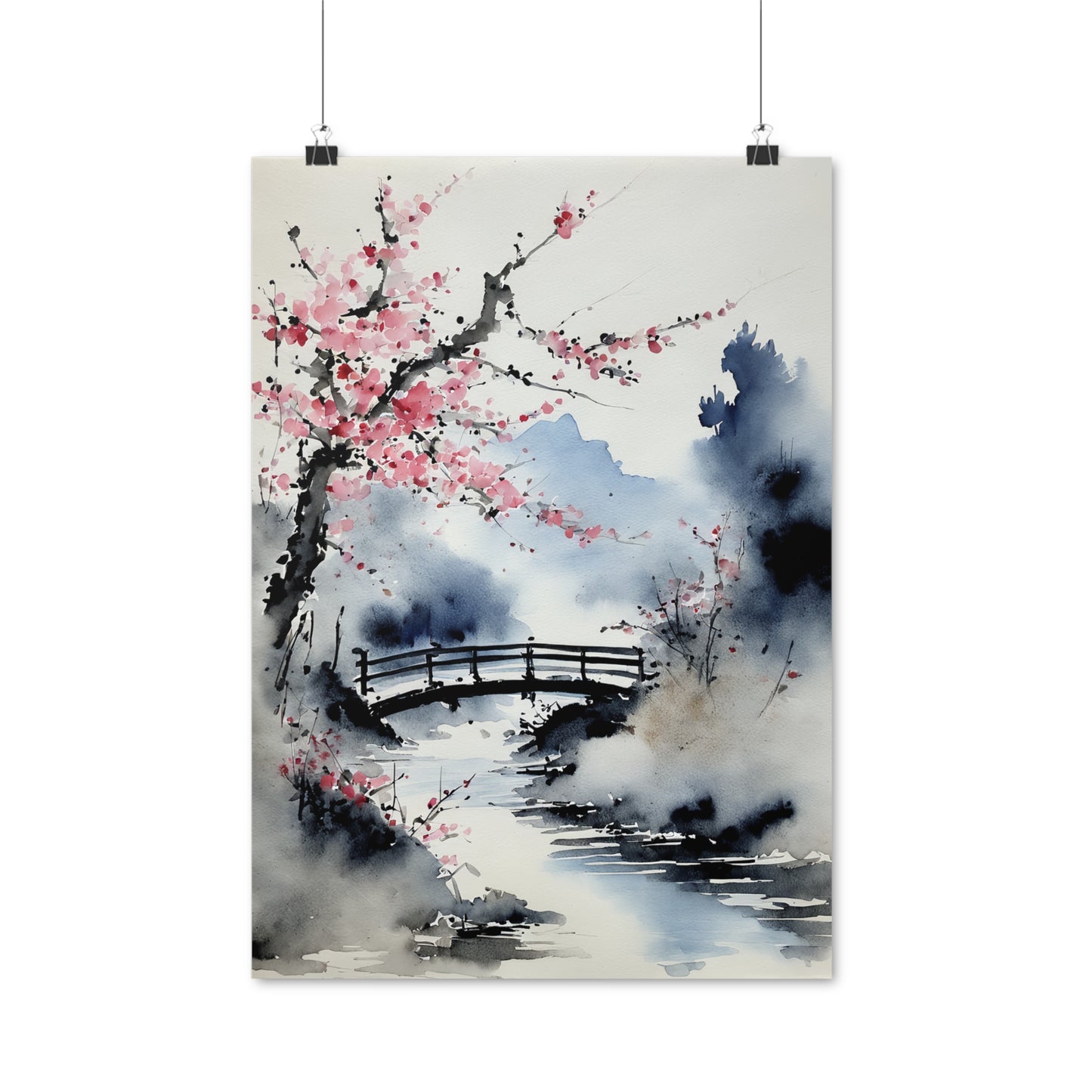 Sumi-e Art - The bridge • Traditional Japanese Art on high quality poster