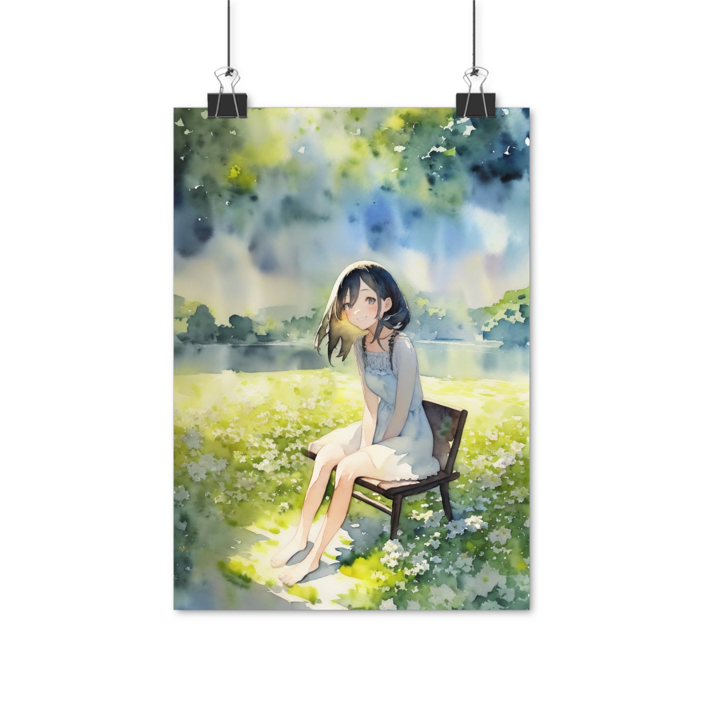 We meet there - Watercolor Anime Art on high quality poster