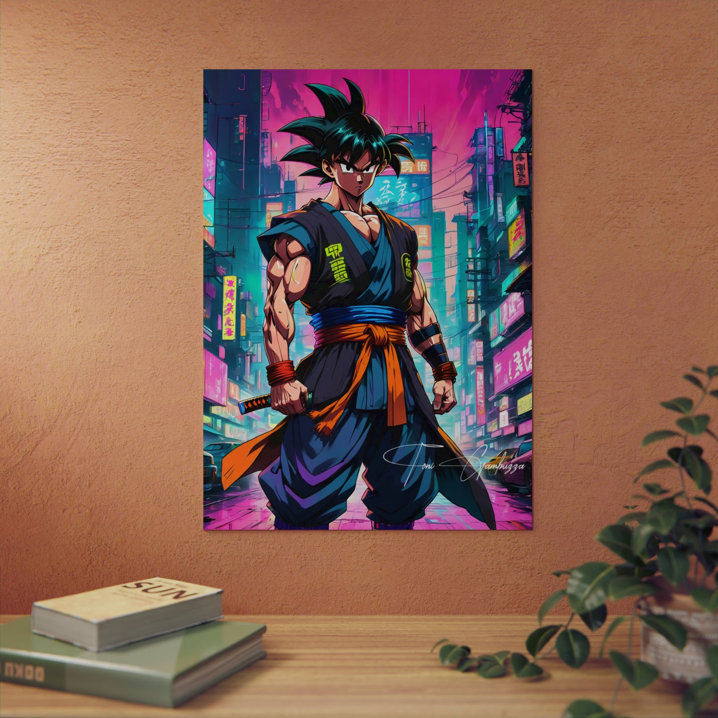 Cyberpunk Goku 🇩🇪 GER Shipping - Anime Art on Metal Poster