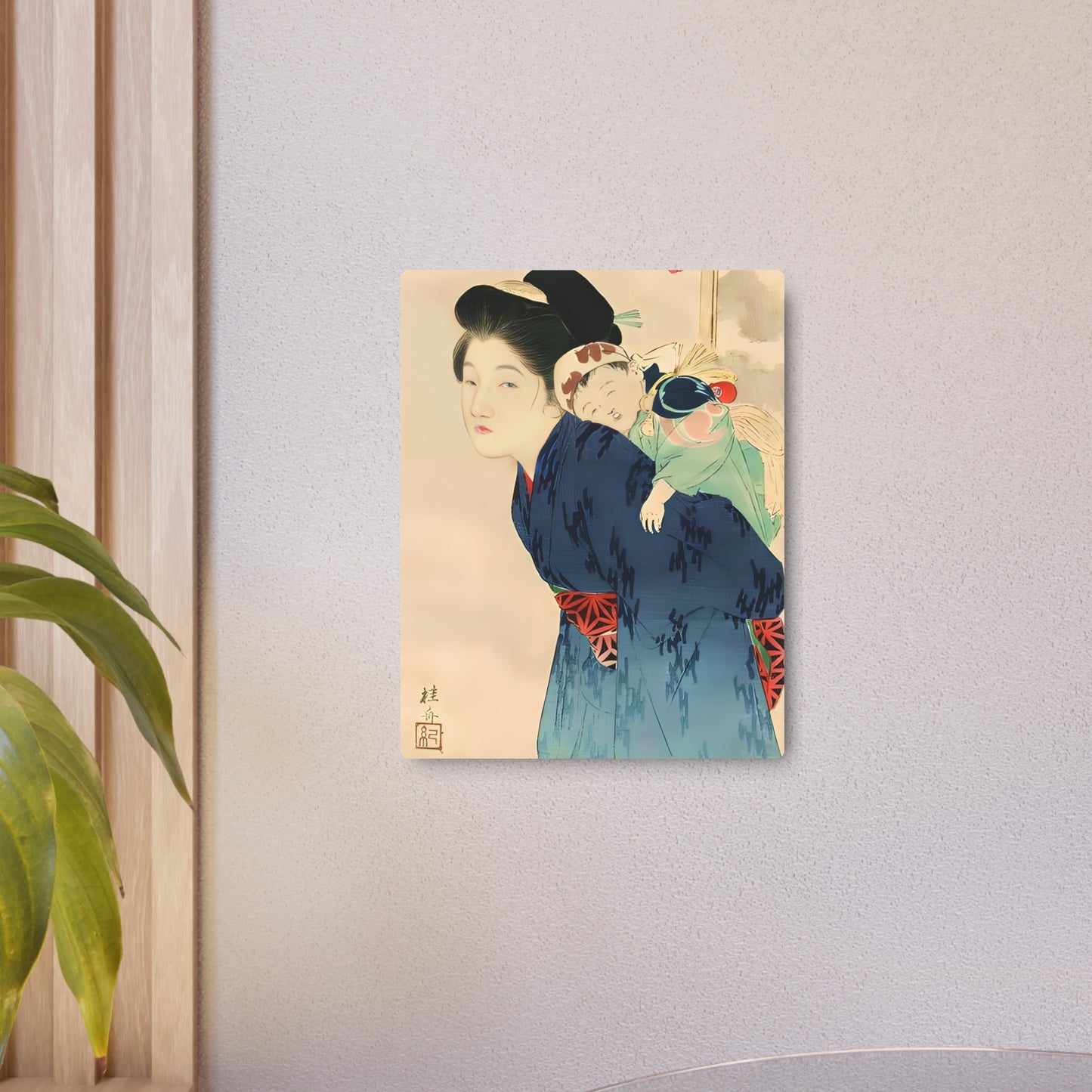 Ukiyo-e Art - Mother with her infant - Takeuchi Keishu 🇺🇸 US Shipping - Traditional Japanese Art on Metal Poster