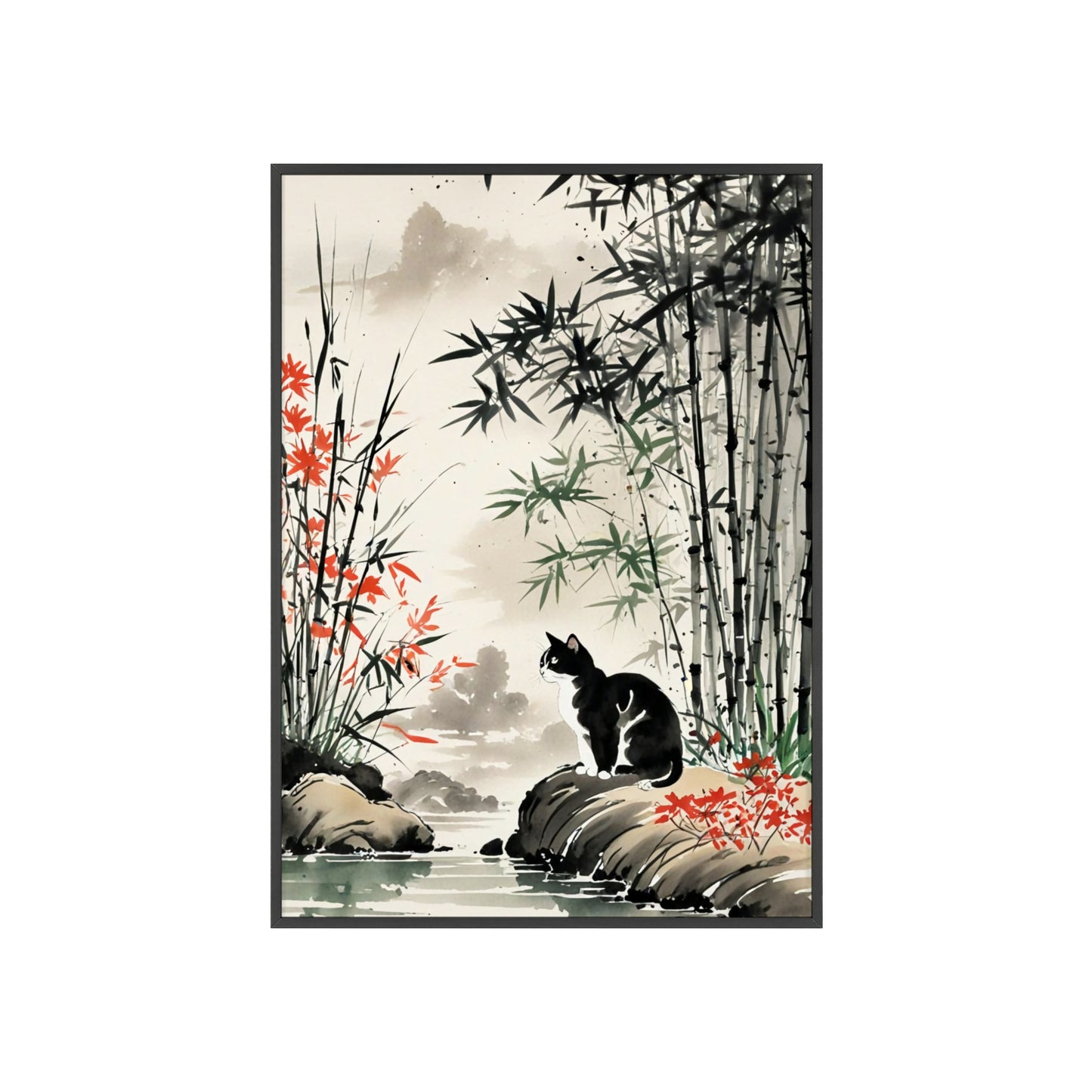 Sumi-e Art - Amidu • Traditional Japanese Art • Framed