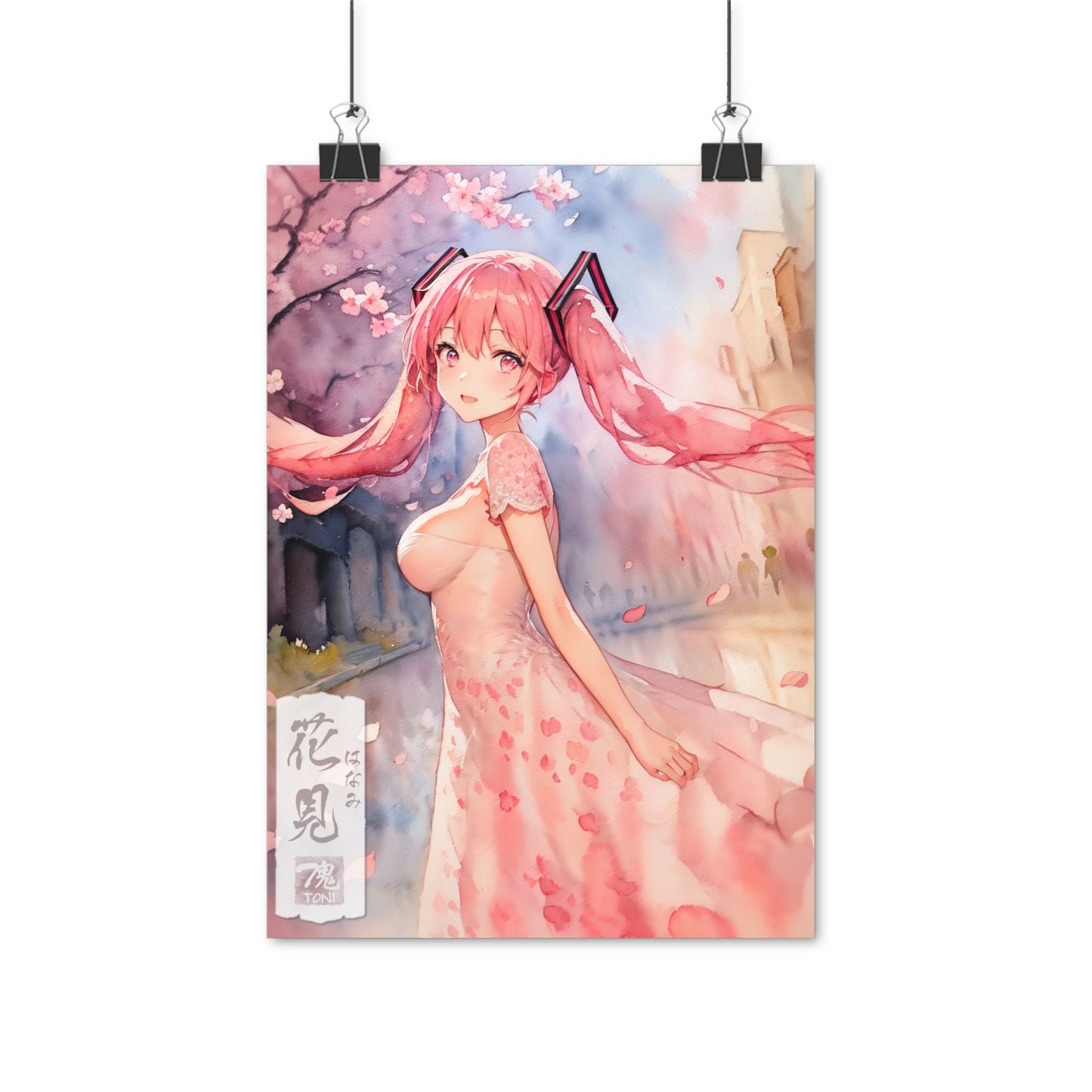 Hanamiku - Watercolor Anime Art on high quality poster