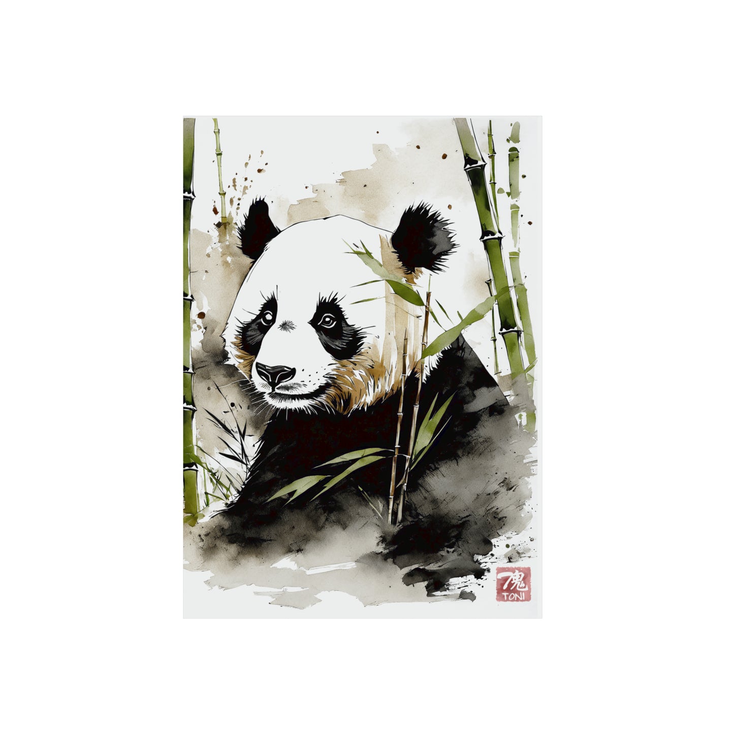 Sumi-e Art - Panda 🇩🇪 GER Shipping - Traditional Japanese Art on Metal Poster