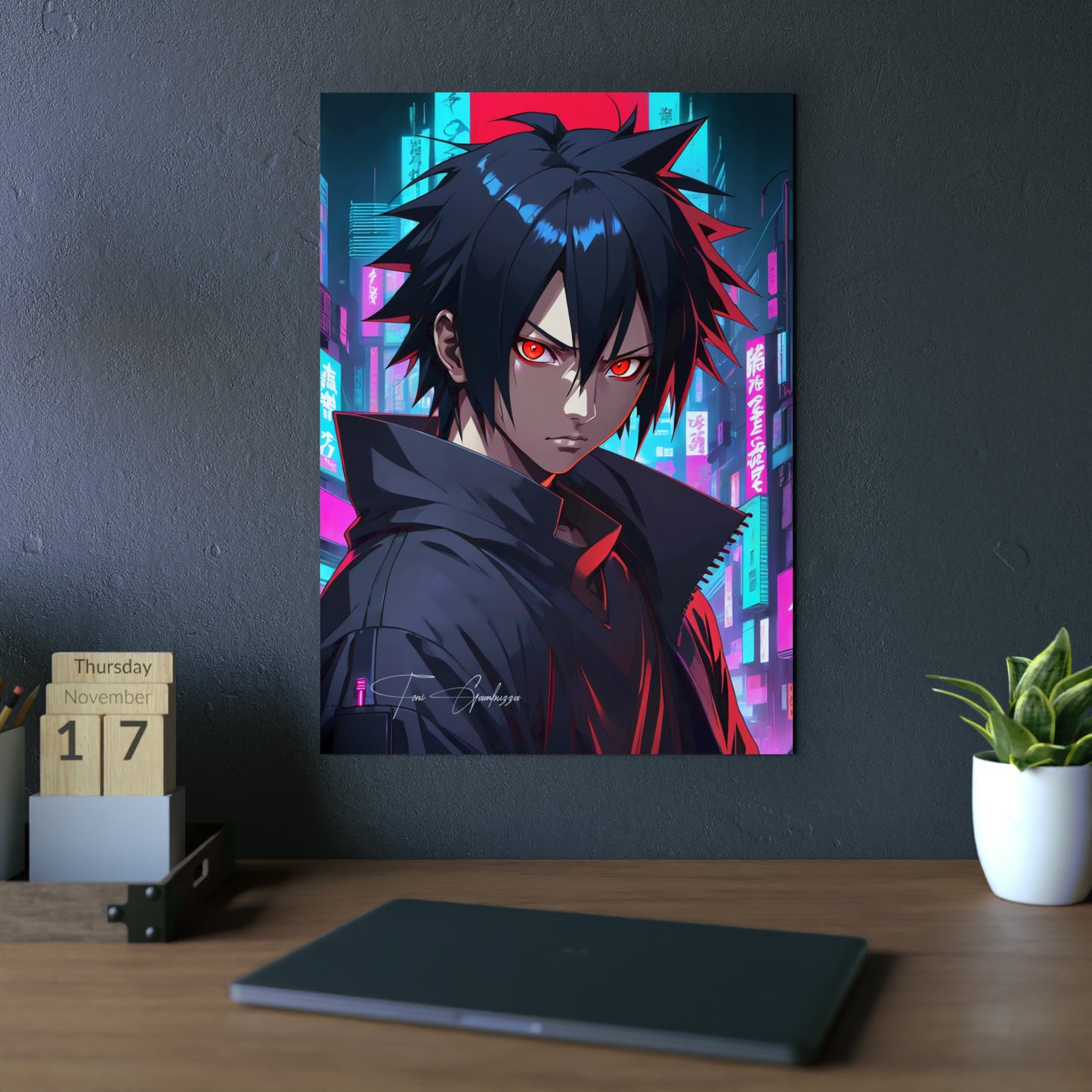 Cyberpunk Sasuke 🇩🇪 GER Shipping - Anime Art on Metal Poster