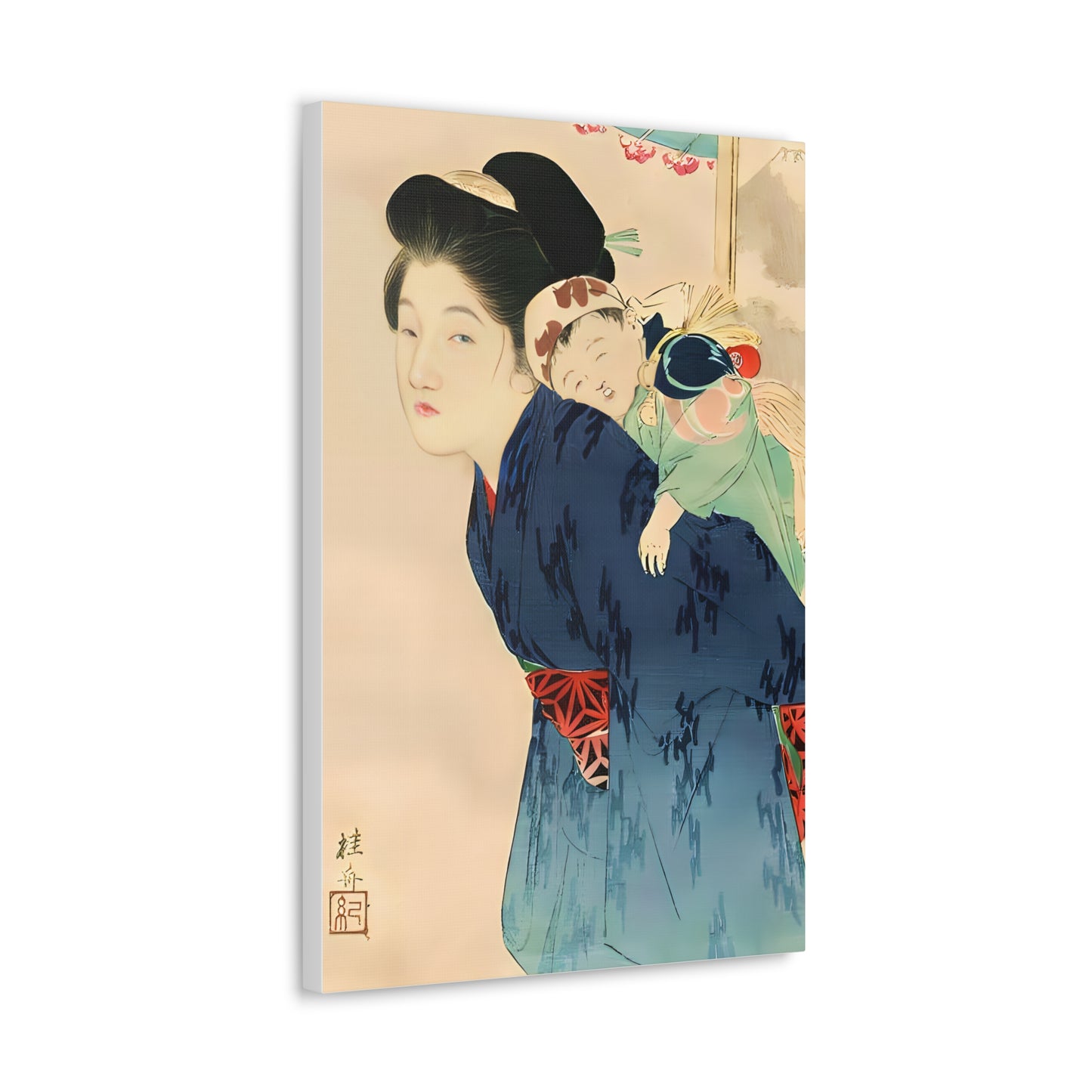 Ukiyo-e Art - Mother with her infant - Takeuchi Keishu • Traditional Japanese Art on high quality Canvas