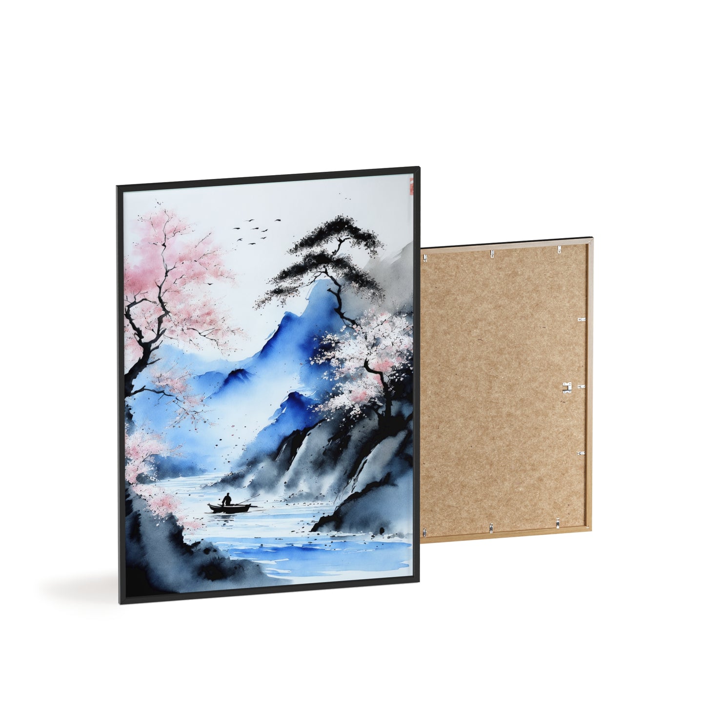 Sumi-e Art - Silent waters • Traditional Japanese Art • Framed