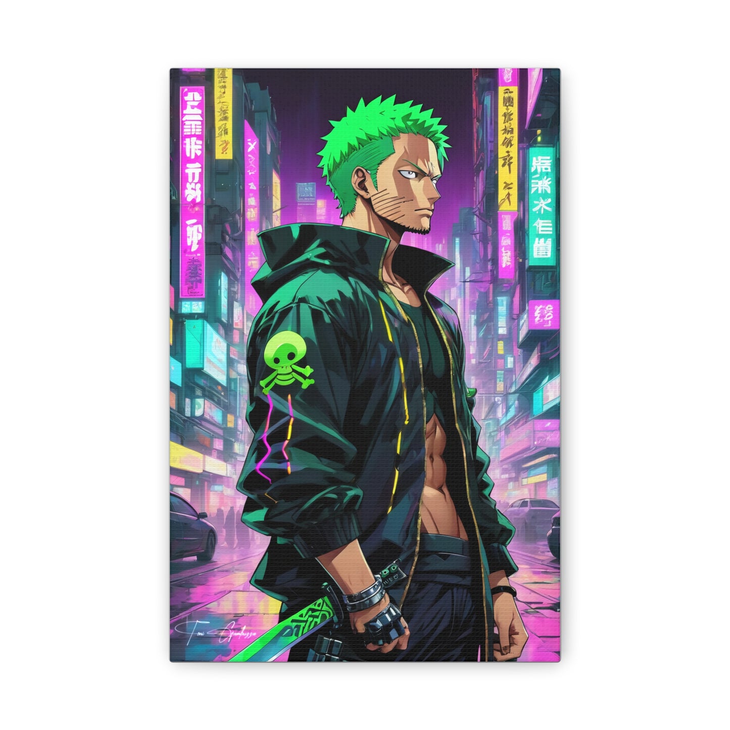 Cyberpunk Zoro - Anime Art on high quality Canvas