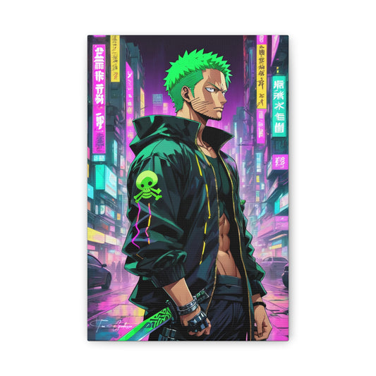 Cyberpunk Zoro - Anime Art on high quality Canvas