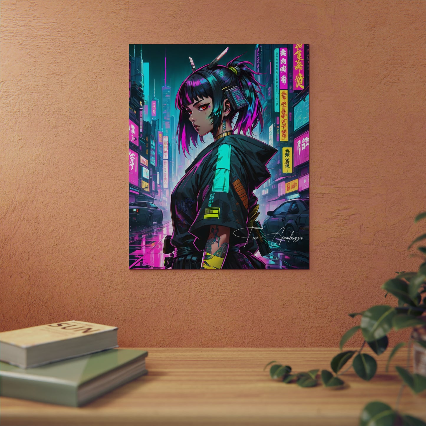 Cyberpunk Anime Girl 🇩🇪 GER Shipping - Anime Art on Metal Poster