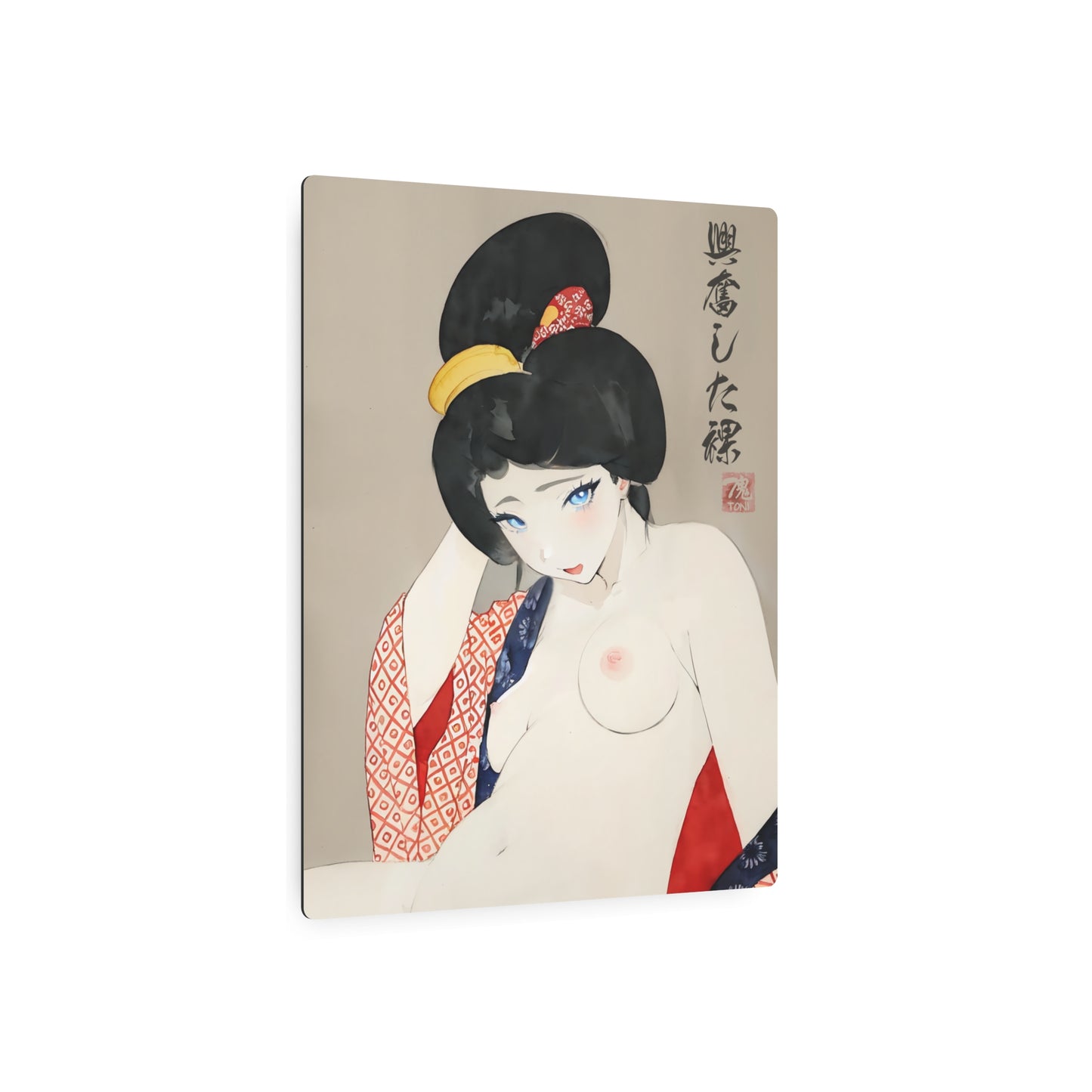 Ukiyo-e Art - Excited nude 🇺🇸 US Shipping - Traditional Japanese Art on Metal Poster