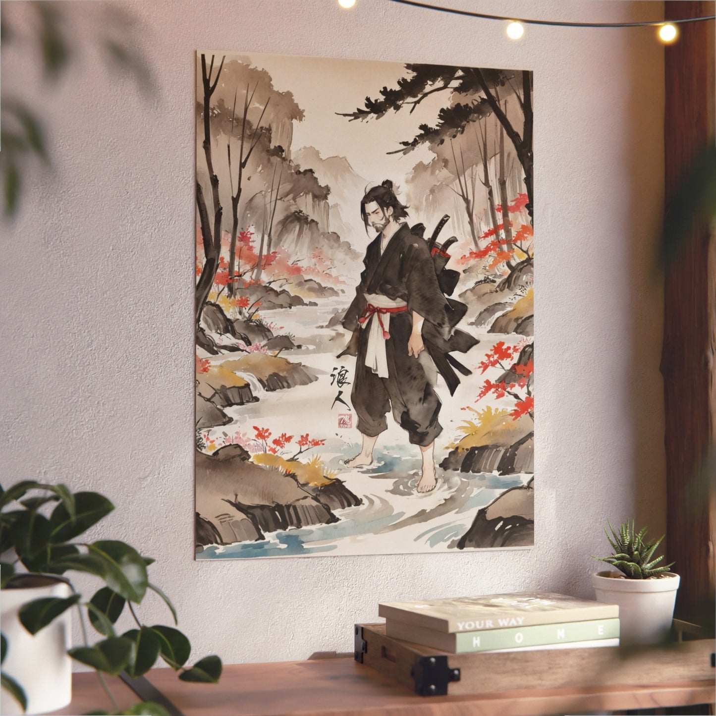 Sumi-e Art - Ronin 🇩🇪 GER Shipping - Traditional Japanese Art on Metal Poster