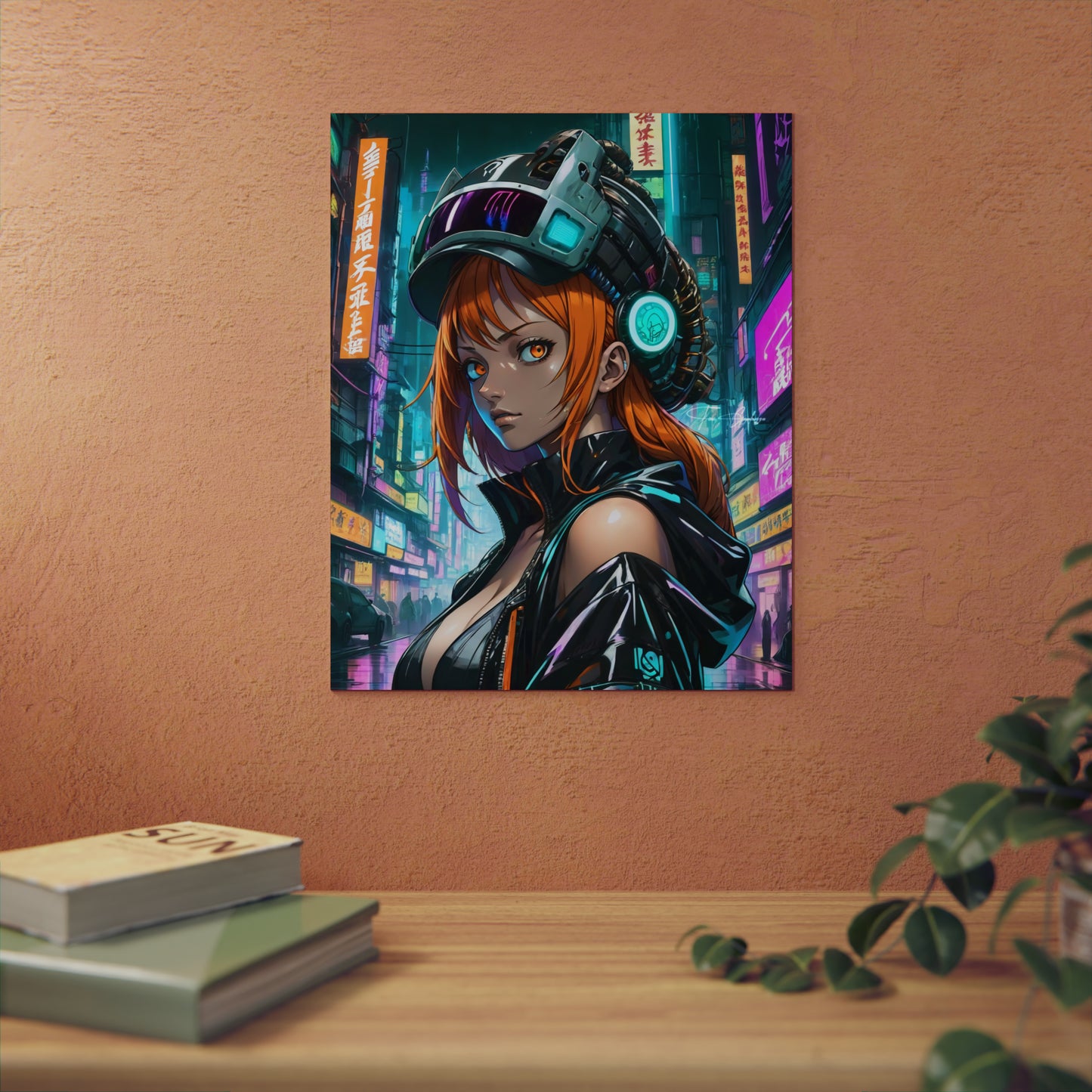 Cyberpunk Nami Portrait 🇩🇪 GER Shipping - Anime Art on Metal Poster