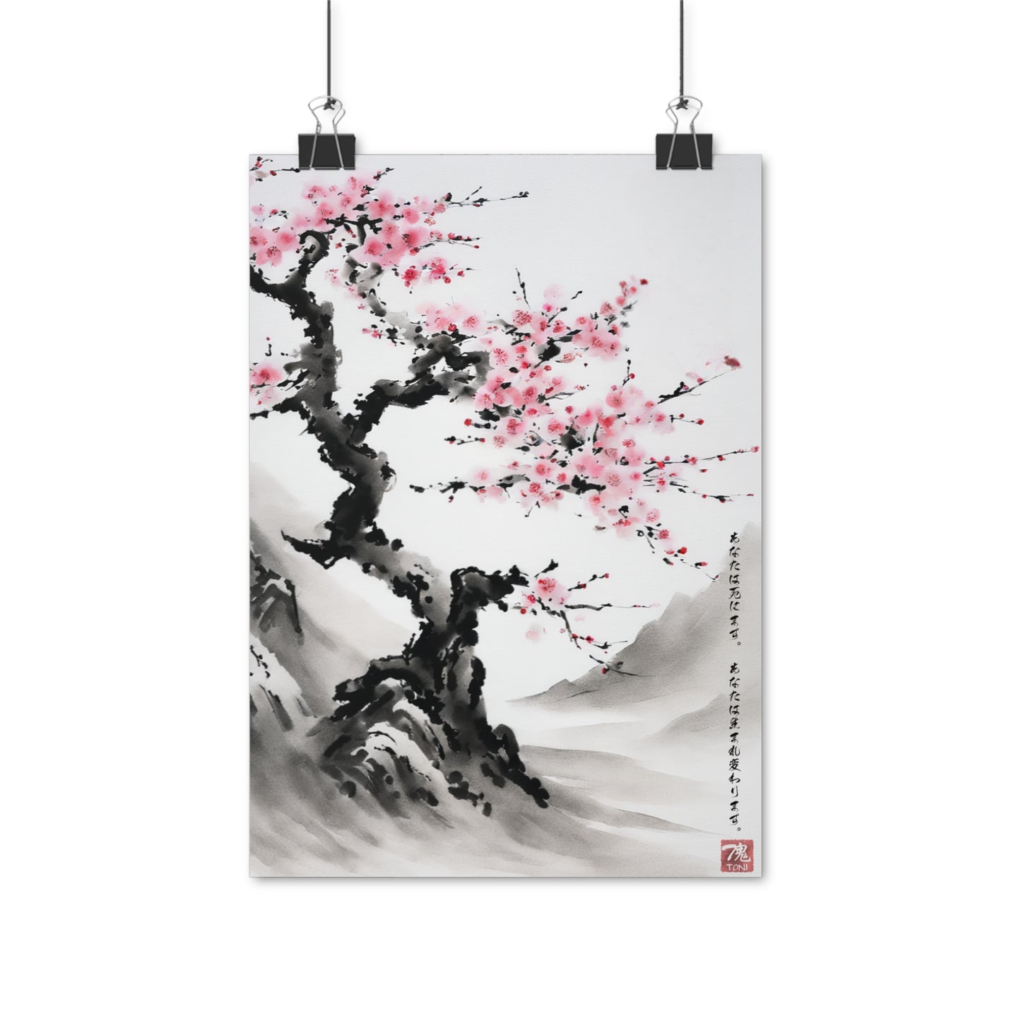 Reborn Petals - Sumi-e on high quality poster